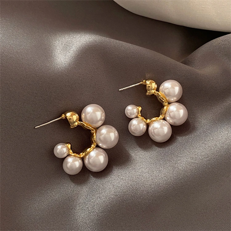 

Aimgal Jewelry s925 silver needle alloy 18k gold-plated high quality Synthetic pearl earrings for women