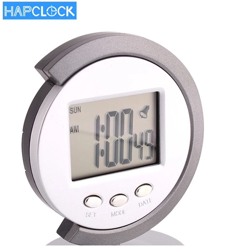 

hapclock Digital Snooze Clocks Desk Table Calendar Alarm Clock, Silver