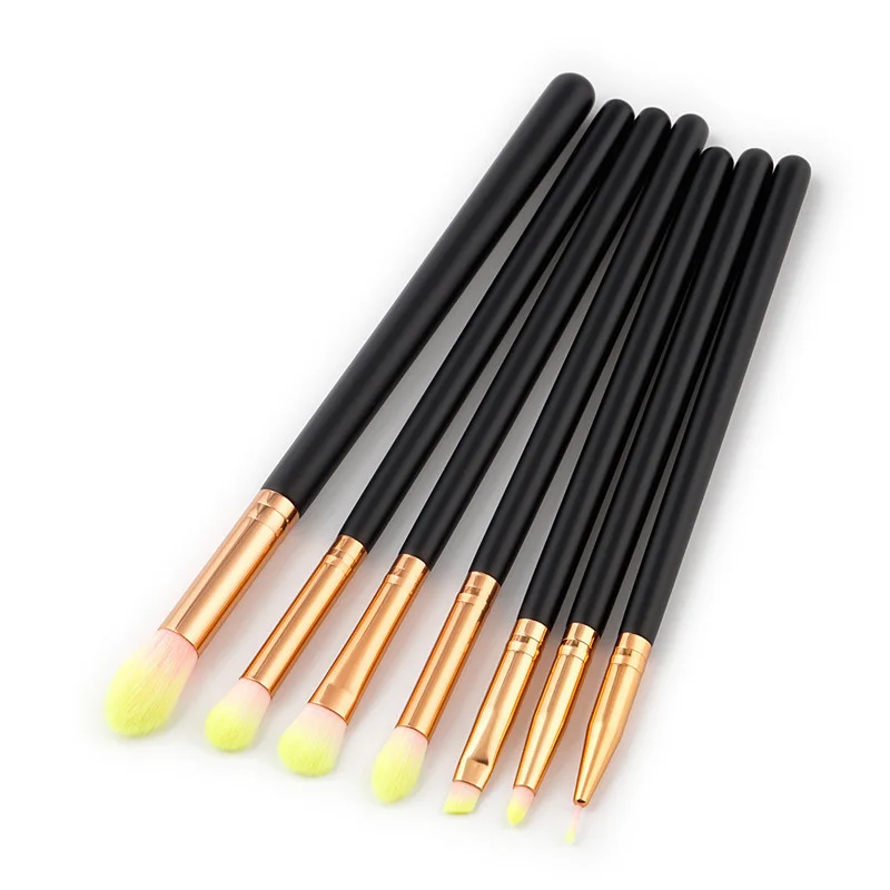 

Wholesale price ZNYBEAUTY 7pcs makeup brush set with super soft synthetic hair custom private label black wooden handle