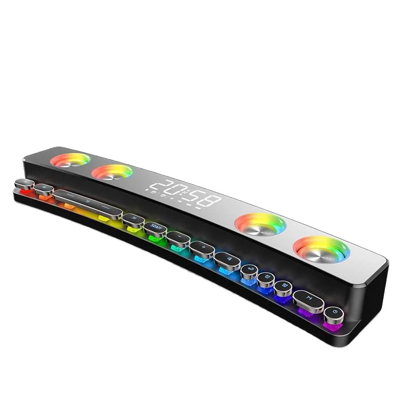 

Clock Wireless Gaming Speaker Sound Bar 3D Stereo Subwoofer Computer Speaker