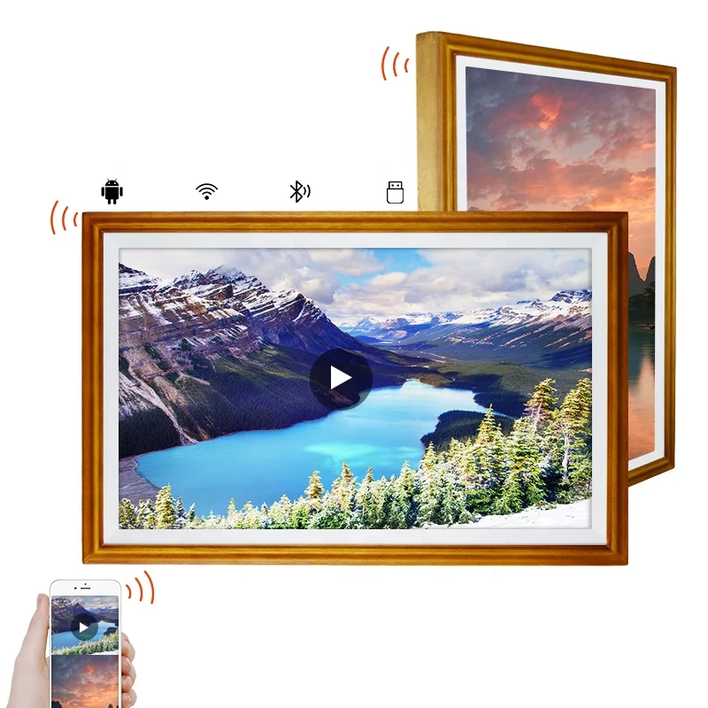 

Usingwin best seller advertising art 32 inch ADSDS screen solid wood digital photo frame with wifi USB