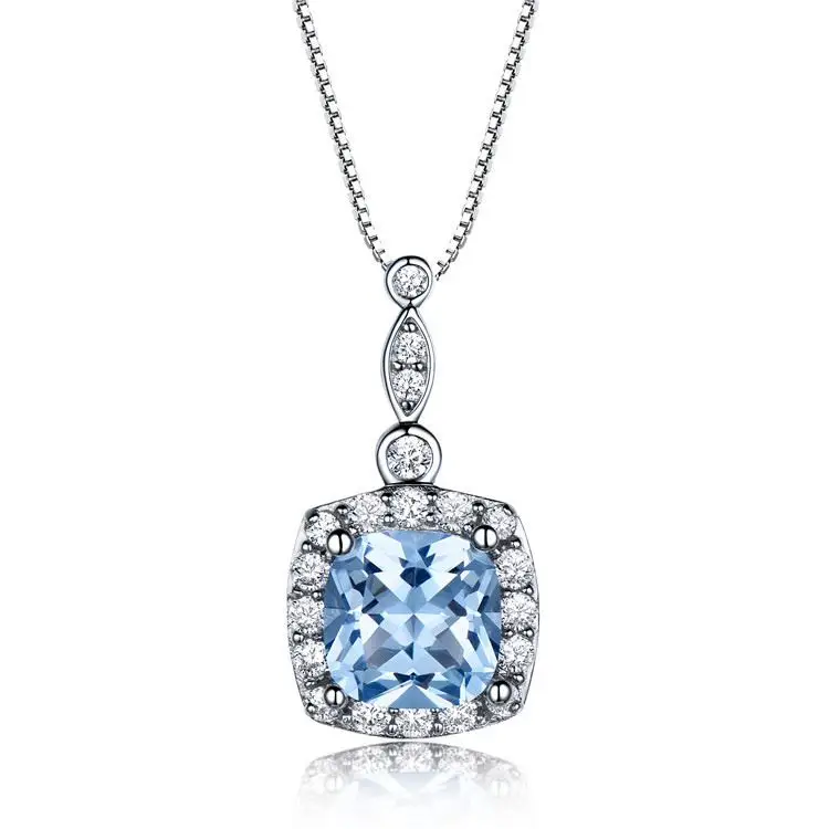 

New Design Great Price square Zircon 925 Sterling Silver Jewellery Rhodium Gold Plated Necklace Fashion Jewelry