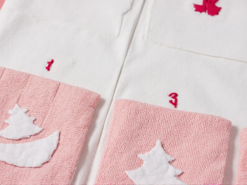 Step-by-step fabric pouch advent calendar assembly with numbered pockets