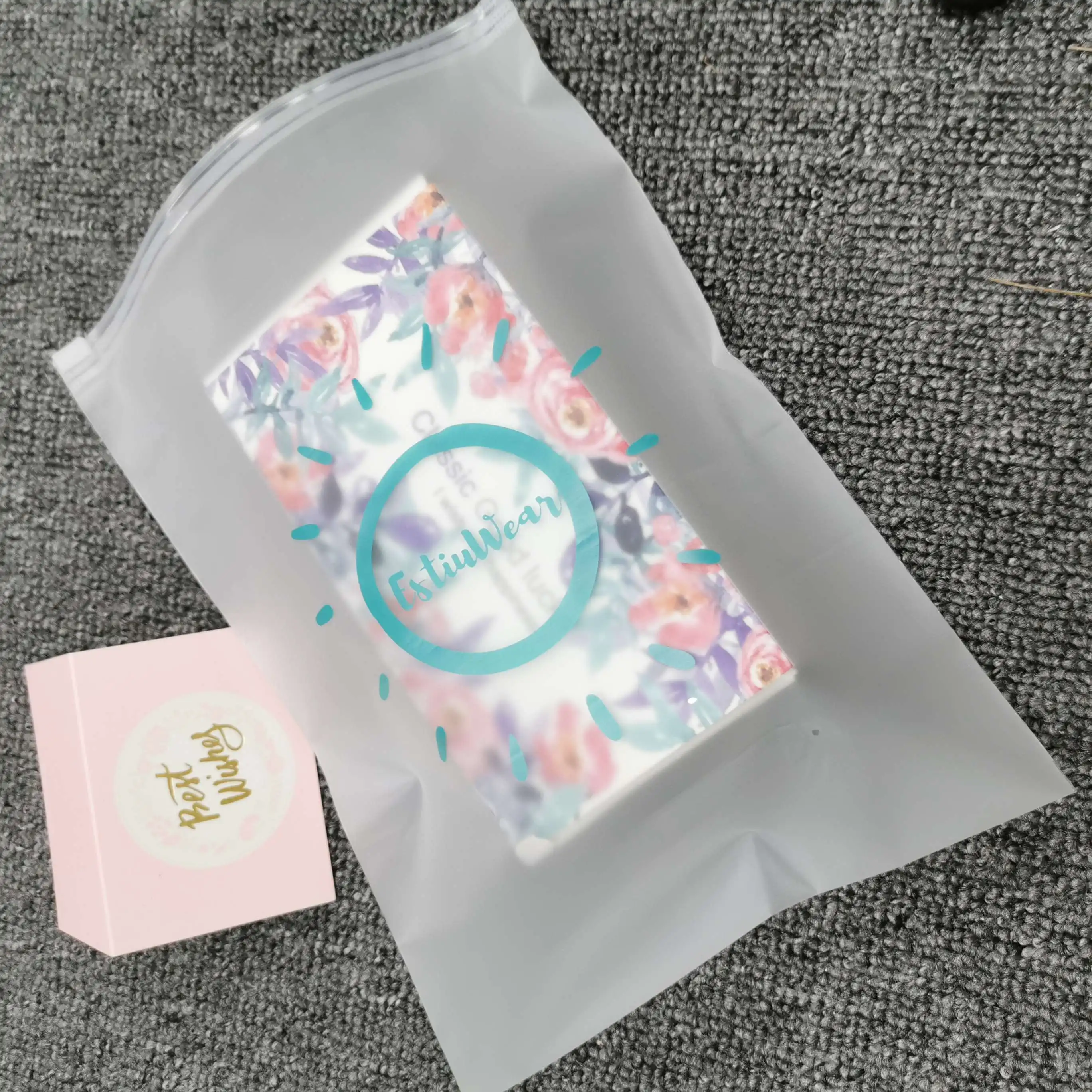 

Custom PVC Storage and stationery and cosmetic Frosted zipper sealing T-shirt Packaging Slide Zip Lock Bag