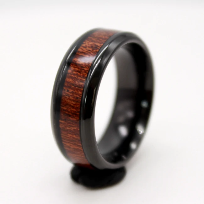 

Hawaiian Men's Leak Wood Inlay Tungsten Wedding Band Ring Custom Stainless Steel Wood Rings For Men Ring, Gray,gold. black etc.