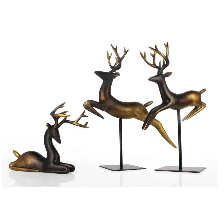 Handmade colorful resin deer sculpture christmas 3D tabletop decoration for home factory