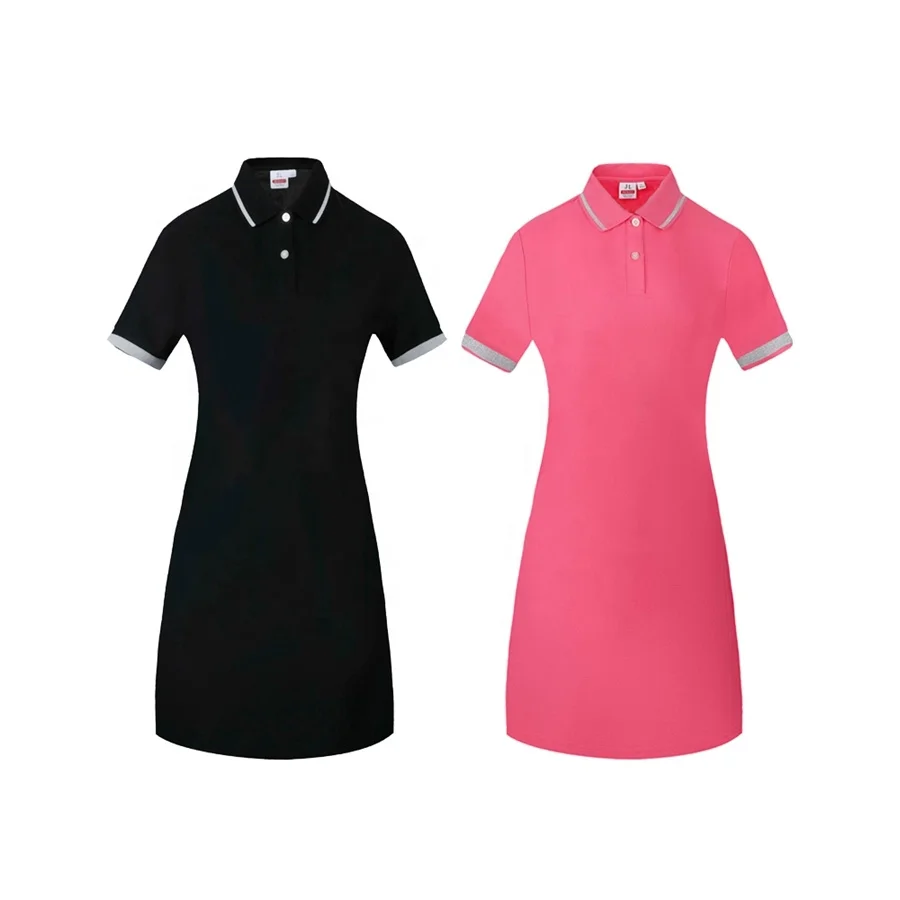 

Wholesale Golf Basic Pick Black Short Sleeve Women Polo Dress Clothes, Shown