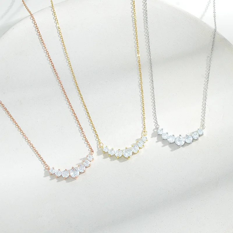 

XL61520 Fashion dainty gold plated women jewelry row diamond big zircon pendant necklaces