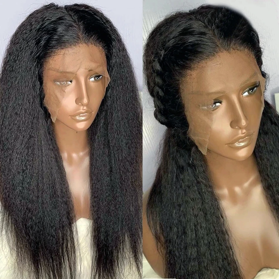 

SL312 Kinky Straight Lace Front Synthetic Hair Wigs Middle Part Lace Frontal Wigs Full Hair For Fashion Fiber Hair Wig