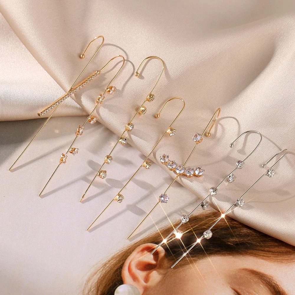 

Earmuffs Track Crystal Stud Earrings Lightning Zircon Earrings Hook Earrings for Women