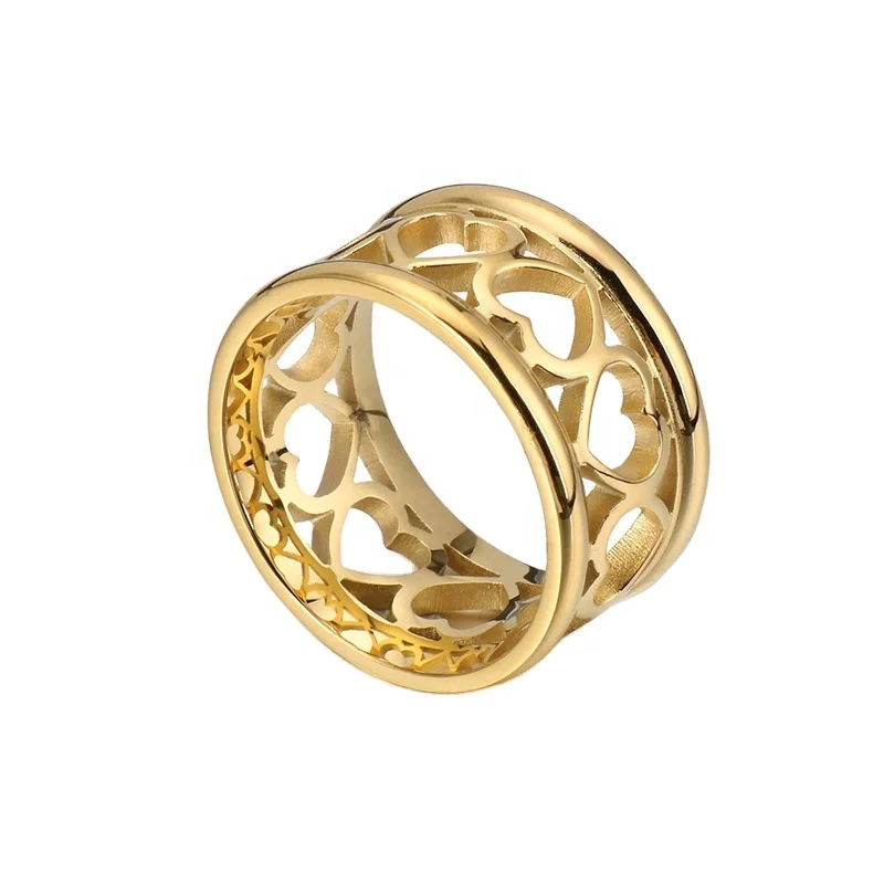 

Wholesale Fashional Jewelry Silver&Gold Stainless Steel Heart Rings For Women, Customized color