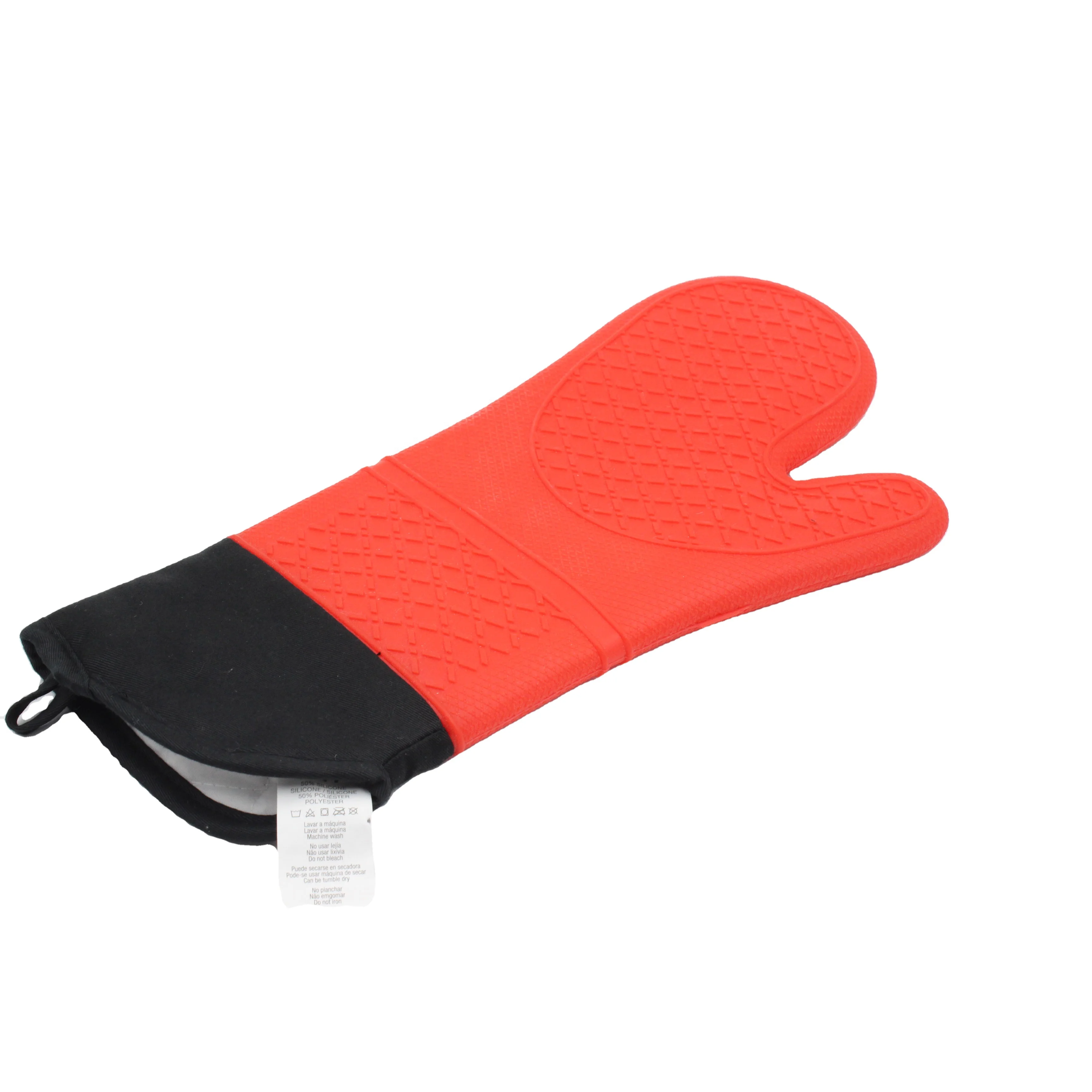 

Heat resistant silicone oven mitts extra long quilted cotton lining oven mitt non-slip high quality mitts, Customized