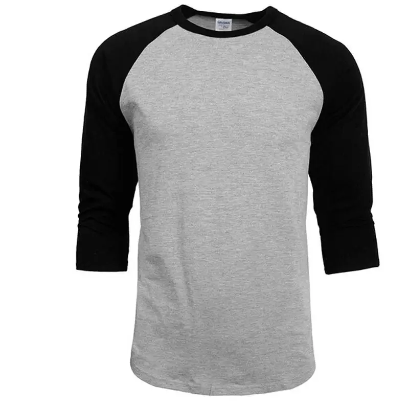 Custom Mens Black Body 3/4 Hands Raglan Tees Oem Men's Clothing ...