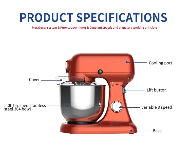 Desktop Noiseless Feet Stainless Steel stand mixer FM301 Metal and plastic housing metal gear system stand mixer table blender