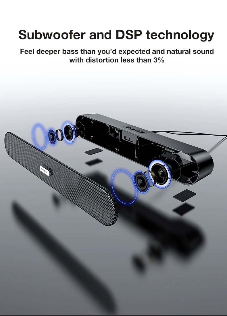 Moxom V5.0 Pc Soundbar Wired And Wireless Computer Speaker Home Theater