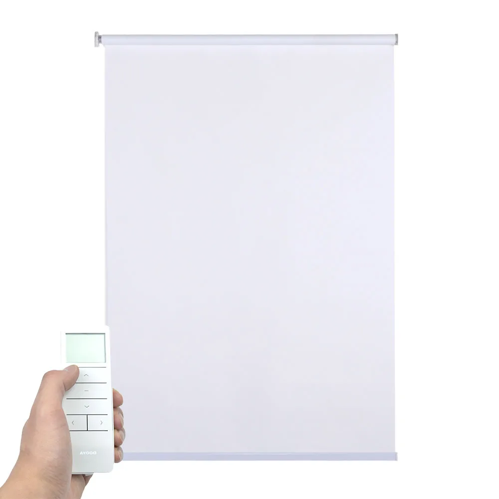 

Motorized White Roller Shades Blackout Day and Night Cordless Electric Smart Blinds Wifi Google Alexa Roller Blinds Motorized