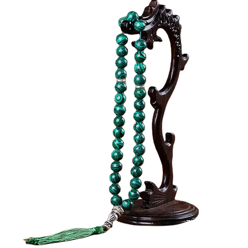 

Natural  Green Malachite Muslim Tasbih Prayer 33 Beads, Picture