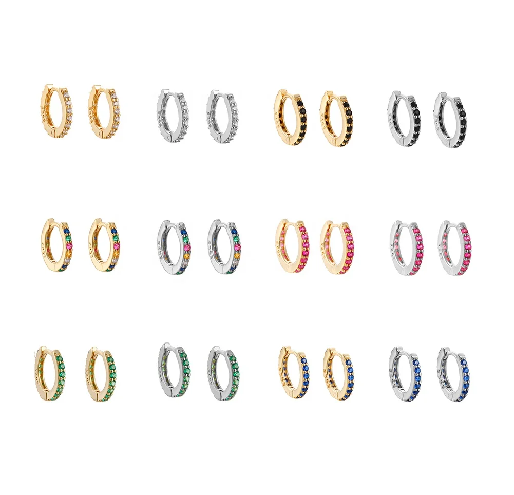 

Manufacturer Multiple color 18K Gold Plated Circle Hoop Earrings Geometric Round 925 Sterling Silver Gold Huggies Earrings