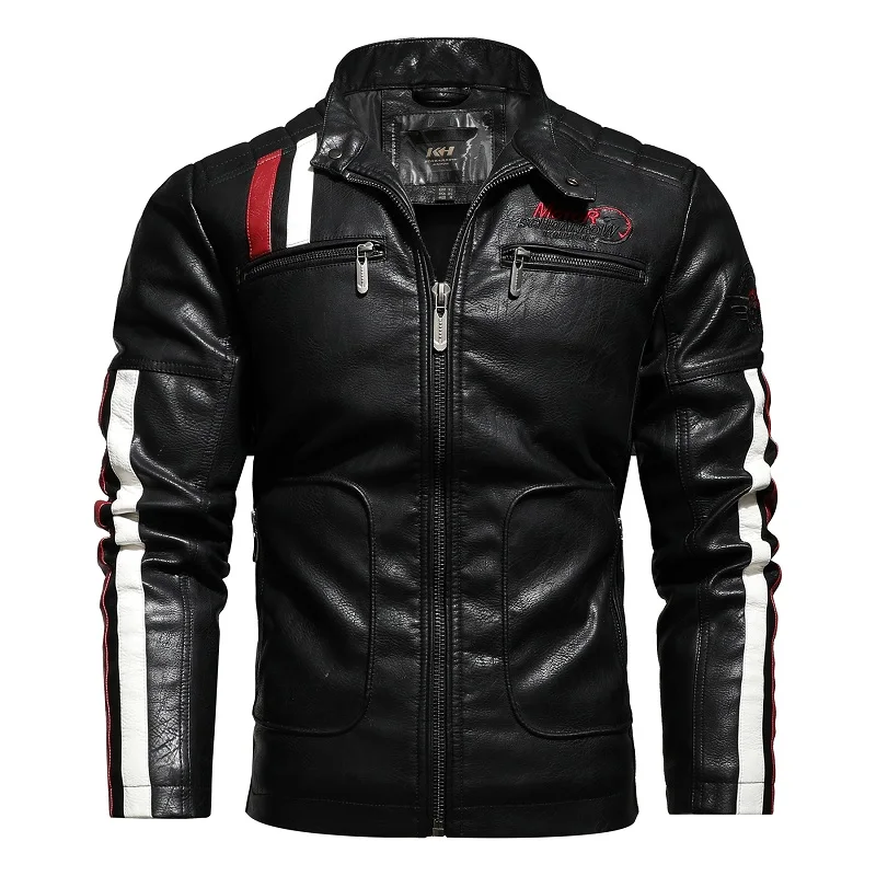 

Men's Leather Jacket For Biker Distressed Genuine Lambskin Top Quality Material parka jacket men