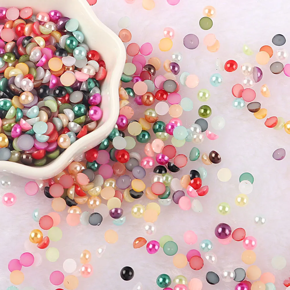 

Yantuo Wholesale ABS Flat Back AB Pearls Loose Jewelry Flat Back Pearl Plastic Half Pearl