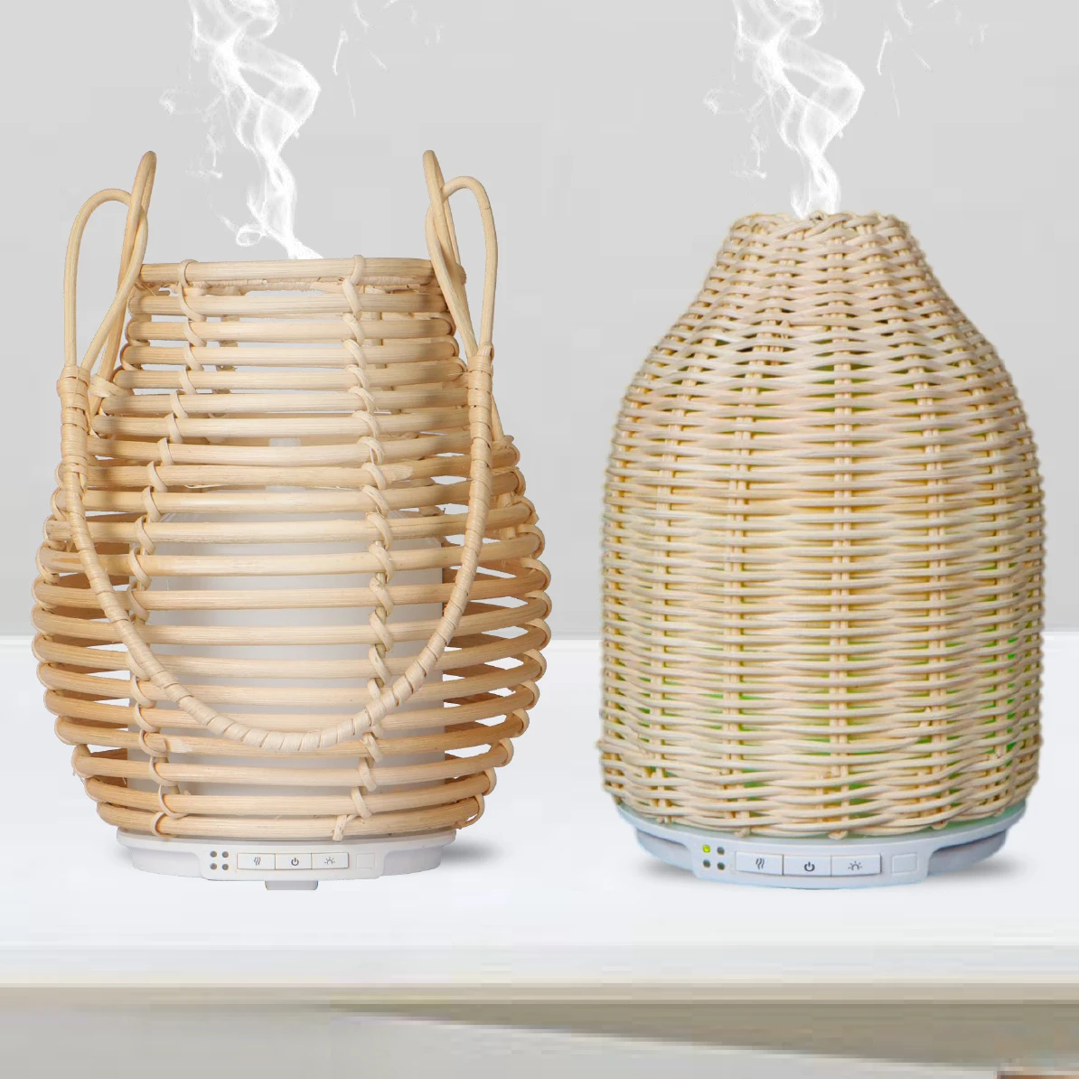 

Ultrasonic Humidifier Aromatherapy Diffuser with Cool Mist Colour Changing LED Lights Wicker Aroma Diffuser Waterless Auto Off