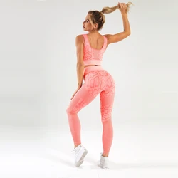 Hot Sale Women Seamless Workout Yoga GYM Fitness Long Sleeves Top Mesh Leggings Shark Sets Fitness Sports Wear OEM Designs 10pcs