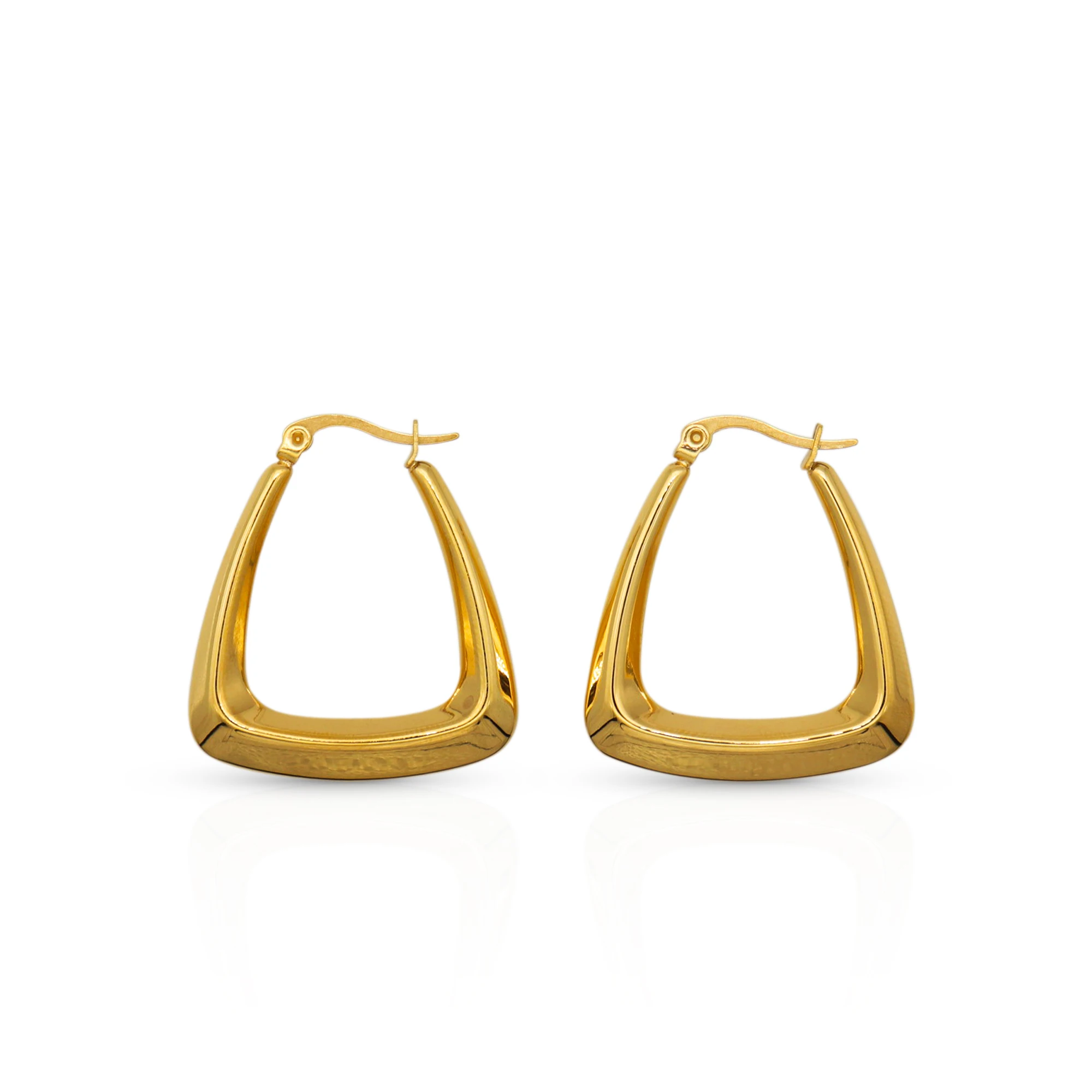 

Chris April fashion in stock 316L Stainless Steel PVD gold plated minimalist triangle hoop earring