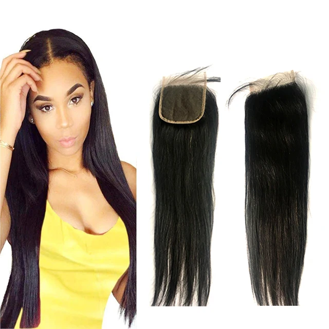 

High Quality Virgin brazilian Hair 4x4 Silky Straight Wave Hair Hd Closure Virgin brazilian Human hair Cheap Lace Closure