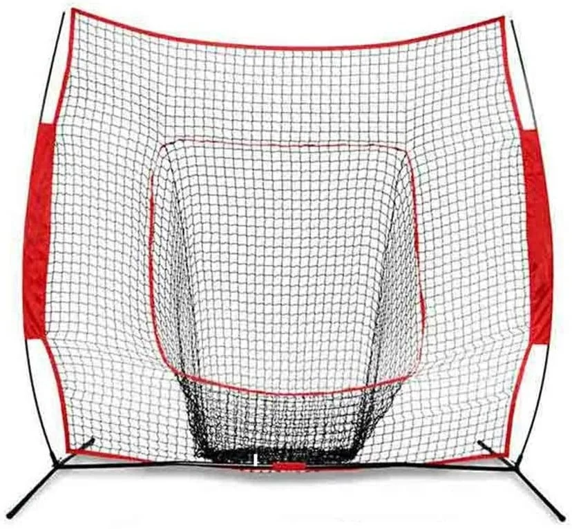 

7 ft x 7 ft Baseball/Softball Hitting Net in Red with Strike Zone