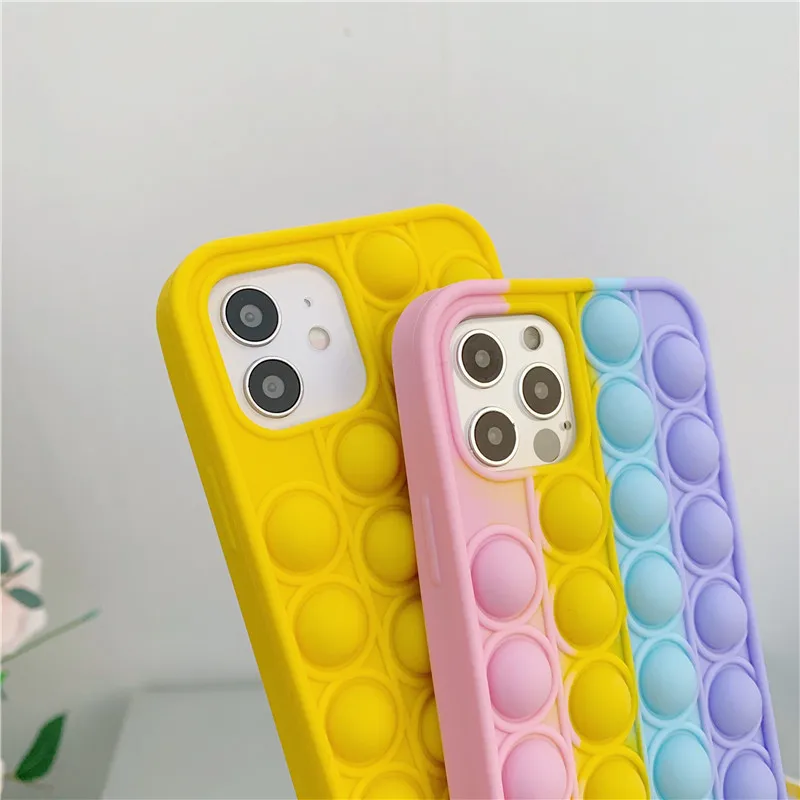 

Dropshipping 2021 new arrival Relieve Stress Fidget Toys Push Bubble Silicone Phone Case For iphone 12/ 12 pro/12 pro max