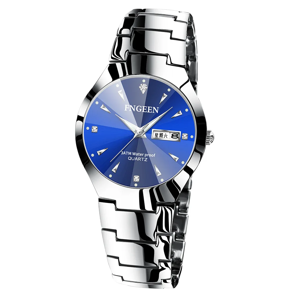 

FNGEEN Korean version of simple tungsten steel student watch men and women watch couple waterproof ultra-thin quartz men's watch