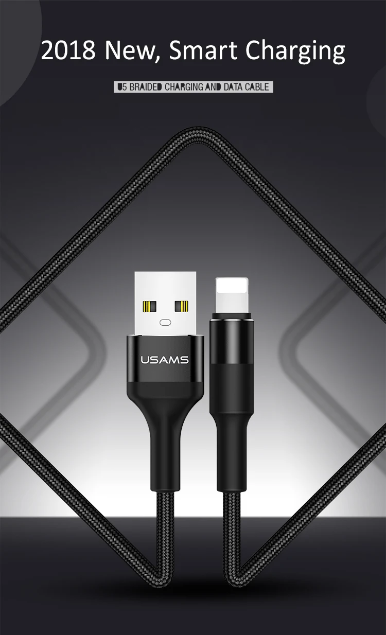 USAMS Aluminum alloy Braided Data Lighting USB Cable Set for iPhone