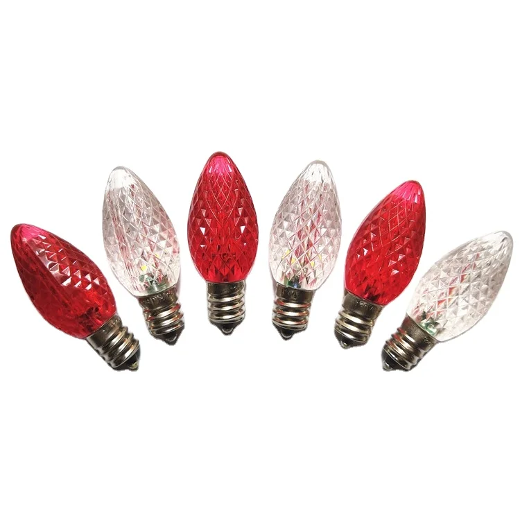 Outdoor Red and White C7 LED Christmas Light Bulbs Assorted Colors
