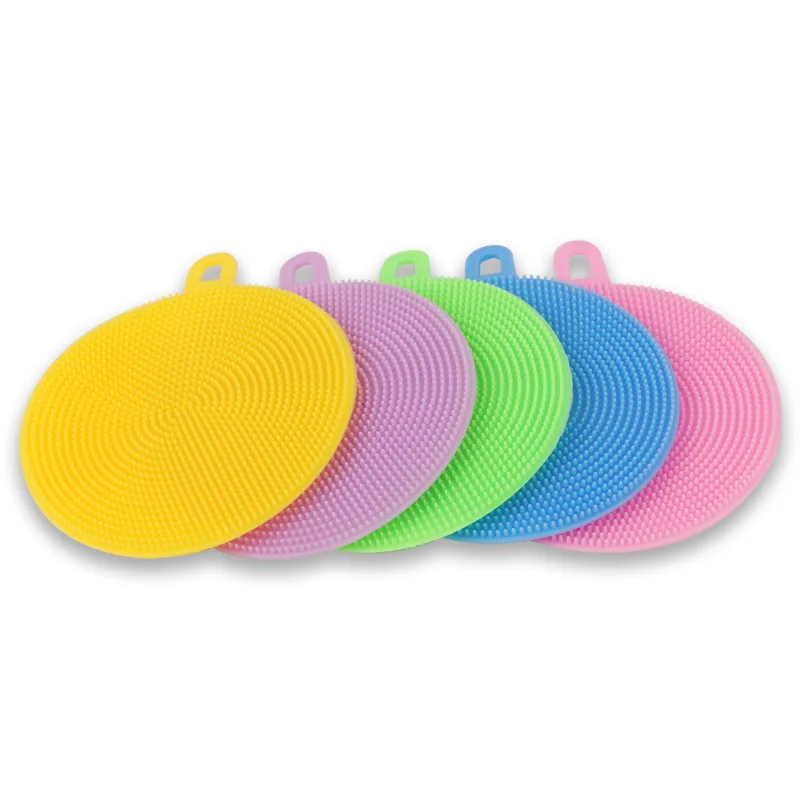 

Silicone Cleaning Brushes Soft Silicone Scouring Pad Washing Sponge Dish Bowl Pot Cleaner Washing Tool Kitchen Accessories, Multi colors