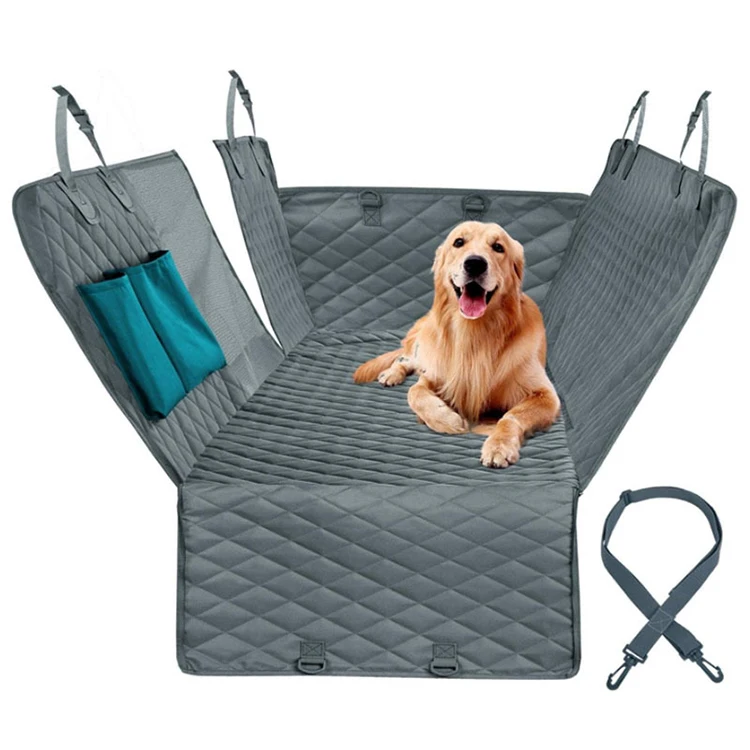 

Dog Car Seat Cover Waterproof Pet Travel Mat Mesh Dog Carrier Car Hammock Cushion Protector With Zipper and Pocket, Gray/black