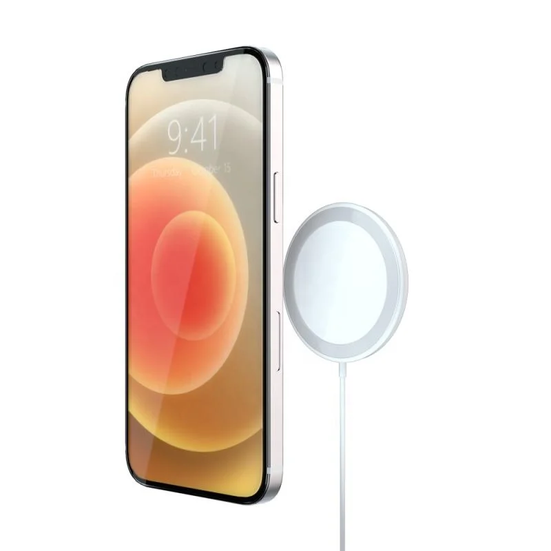 

Portable magnetic magnet universal 15W type c connector fast charging phone Wireless charge stand for iphone 12 mini pro max, White