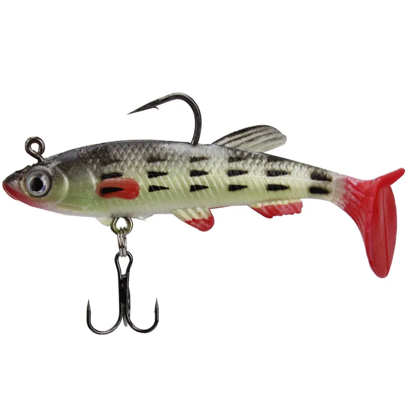 

Jetshark 8cm*1.5cm 14G 3 Colors Treble Hook T -Shaped Soft Tail Fishing Lure