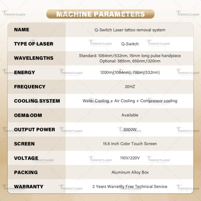 Q switch laser tattoo removal machine