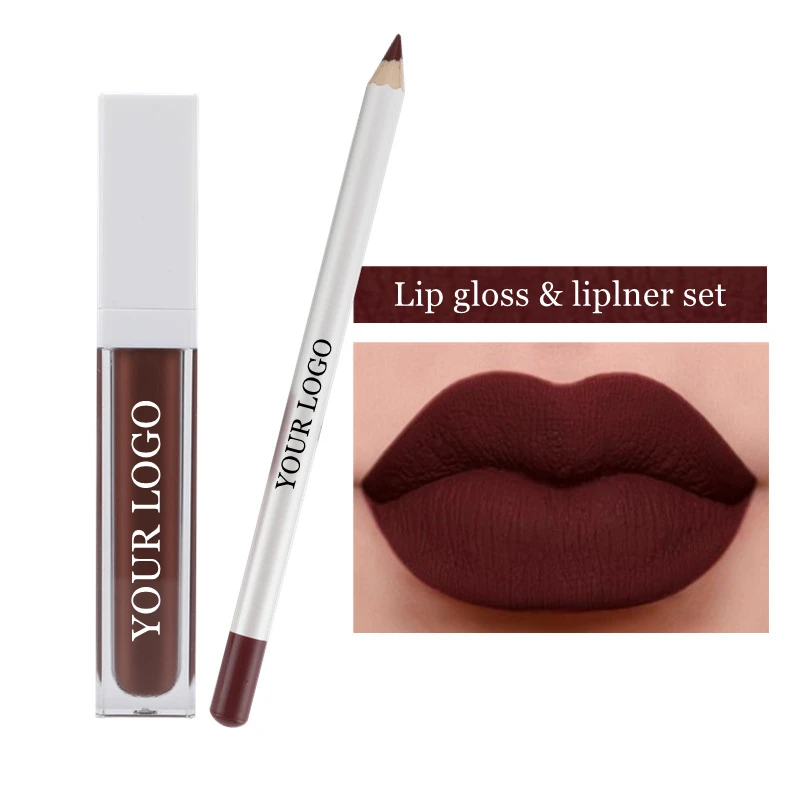 

Wholesale 17 colors brown lip liner and lip gloss set matte waterproof lipstick and lip liner private label