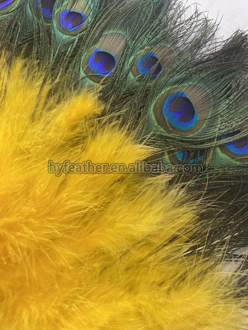 Wholesale Artificial Handmade Dyed Feather For Decoration Cheap Peacock Feather Fan Dancing 5548