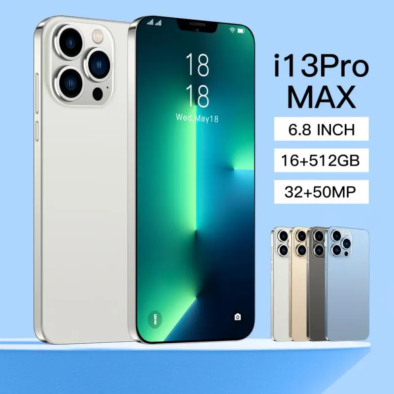 

2022 Popular i13 Pro Max Original Unlock Smartphone With Wireless Charger 12GB + 512GB 6.7 Inch Dual SIM display IOS Cell Phone