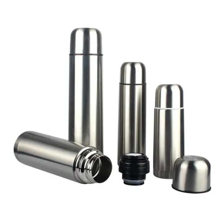 

350/500/750/1000 ML Double Wall Stainless Steel Vacuum Thermos Bullet Flask Bottle, Silver