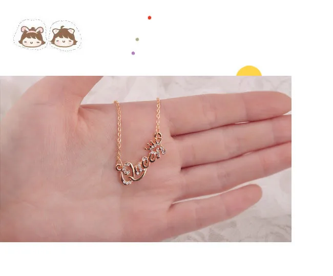 

2020 Cross-border Hot Sale Korean Necklace Personalized queen Short Letter Necklace Clavicle Chain Women Wholesale, As picture