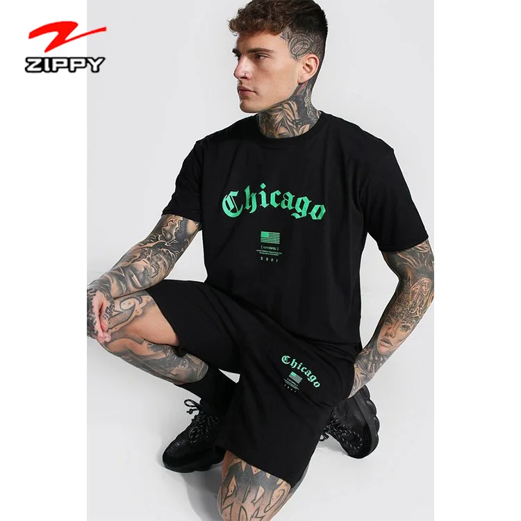 

Custom Logo Summer Sportswear Shirt And Shorts Set For Men Cotton Running Custom Men Short Set, Custom color