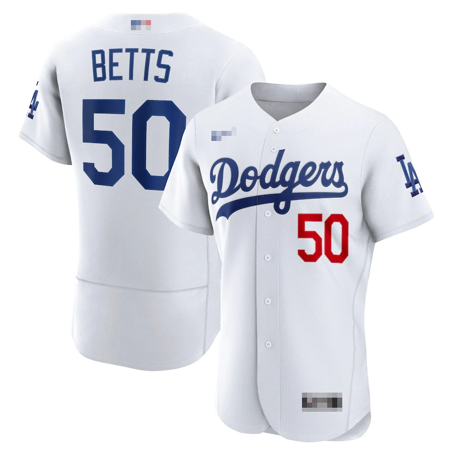 

Men's Los Angeles Mookie Betts White Home Authentic Player Jersey stitched original 1:1 baseball jerseys baseball uniforms shirt
