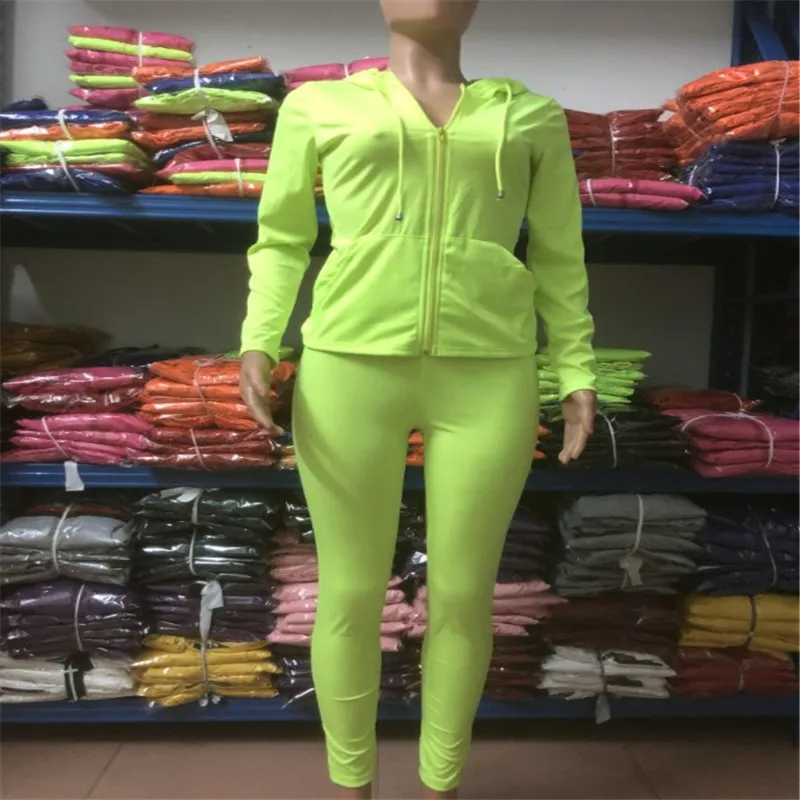 women clothes 7colors sexy long sleeves hoodie slim jogging suit two Piece tracksuit Outfit 2 Piece clothing Set