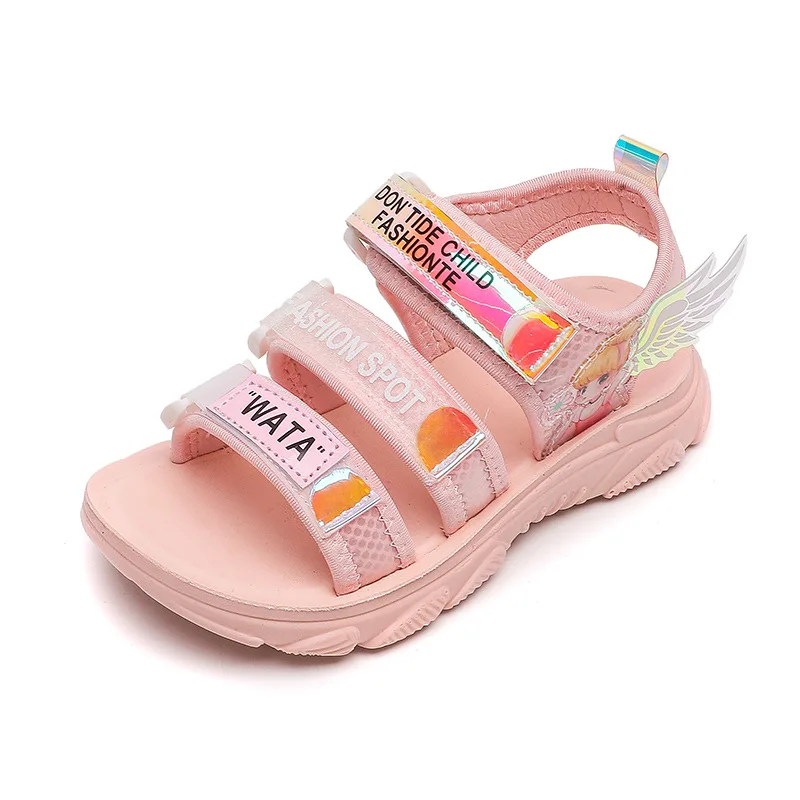 

Girls sandals student beach shoes 2021 summer new open-toed little girl soft-soled shoes, Multicolor