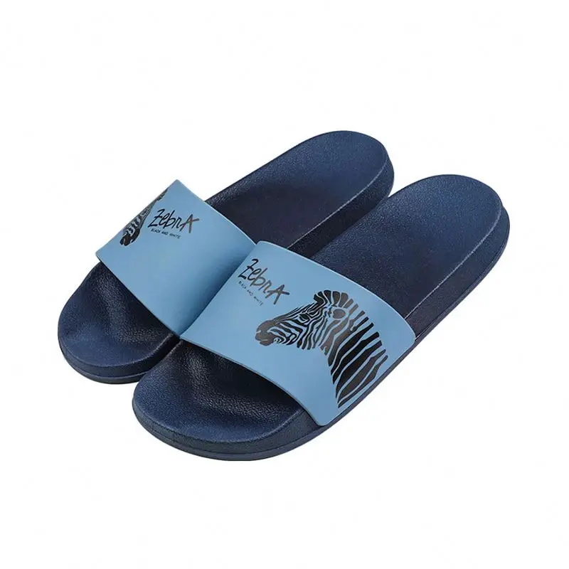 

High Quality Flat Fabric Tape Super Soft Slides PVC Indoor Slipper For Man Rubber, Grey/blue/green