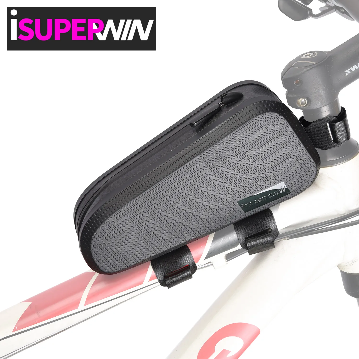 

Portable Front Tube Phone Bag Waterproof Cycling TPU Semi-soft Case Pouch Triangle Bicycle Frame Bag, Black, white, orange