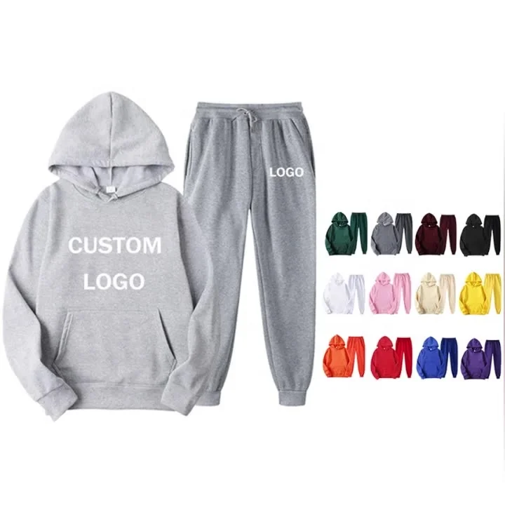 

2021 Women Jogging Set Plain Hoodie Set Custom Sweat Suits Tracksuits With Logo Blank Sweat Track Suits For Men, Custom color